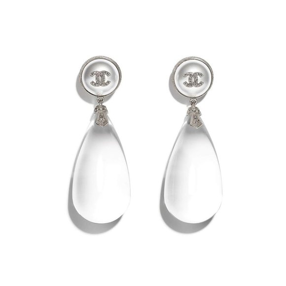 CHANEL Jewelry - SOLD Chanel Clear Resin Teardrop Earrings